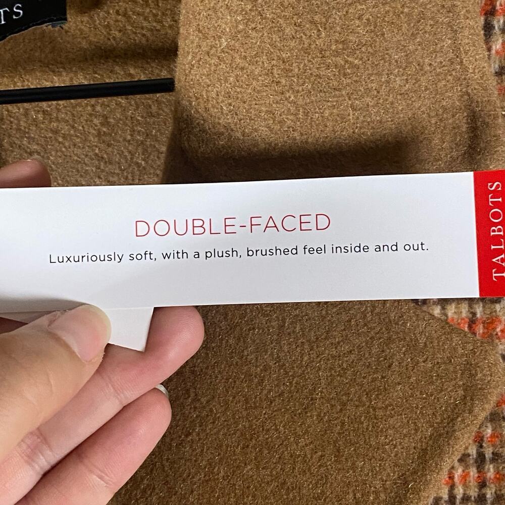 NEW Talbots Coat 12 Wool Blend Campfire Plaid Classic Lapel Patch Pockets Long - Picture 6 of 15